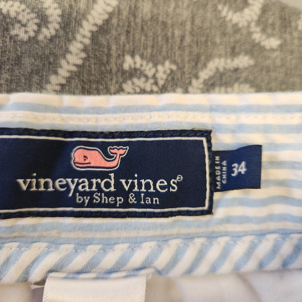 Vineyard Vines Mens Blue White Striped Seersucker Shorts 34 - Picture 6 of 8